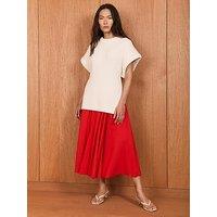 Mint Velvet Full Cotton Skirt - Red