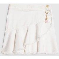 River Island Older Girls Asymmetric Keychain Denim Skirt - White