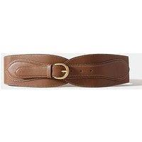 Mint Velvet Tan Leather Wide Waist Belt - Tan
