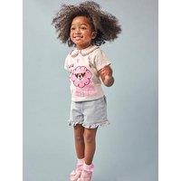 River Island Mini Girls Wild About You Collar T-Shirt Denim Set - White