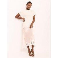 Mint Velvet Satin Lace Skirt - Light Pink