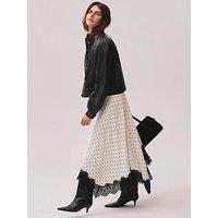 Mint Velvet Polka Dot Lace Trim Maxi Skirt - Cream