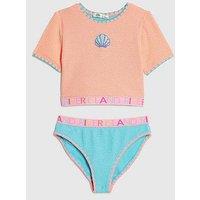 River Island Older Girls Shell Elastic Top Bikini - Orange