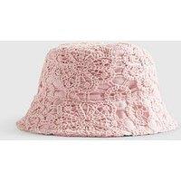 River Island Older Girls Crochet Style Bucket Hat - Pink