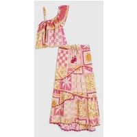 River Island Older Girls Postcard Top And Maxi Skirt Set - Pink