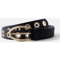 Mint Velvet Gold Eyelet Belt - Black