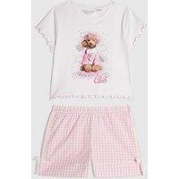 River Island Older Girls Puppy Gingham Pyjamas - White
