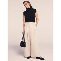 Mint Velvet Stone Belt Wide Trouser - Cream