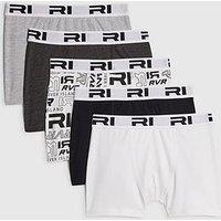 River Island Older Boys 5 Pack Mono Ri Waistband Boxers - Black