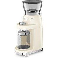 Smeg 50'S Style Electric Coffee Grinder, Conical Burr, 30 Bean Grinding Levels, Cream