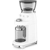 Smeg 50'S Style Electric Coffee Grinder, Conical Burr, 30 Bean Grinding Levels, White