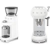Smeg 50S Style Espresso Coffee Machine & Electric Coffee Grinder, White
