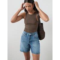 The Very Collection Longline Vintage Baggy Shorts - Dark Wash