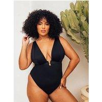 Curvy Kate Siren Seas Non Wired Swimsuit - Black