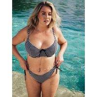 Curvy Kate Holiday Check Scooped Balcony Bikini Top - Black