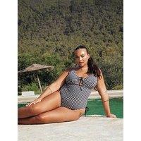 Curvy Kate Holiday Check Non Wired Swimsuit - Black