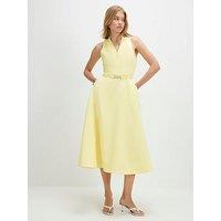 River Island Sleeveless Belted Midi Dress - Yellow