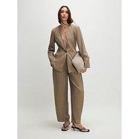 River Island Cross Hatch Barrel Trousers - Beige