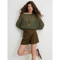 River Island Linen Elastic Short - Brown