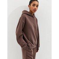New Look Jersey Pullover Hoodie - Dark Brown