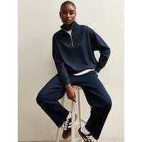 New Look Navy Premium Quarter Zip Sweatshirt