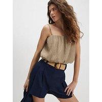 River Island Linen Belted Short - Blue