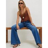River Island Petite Celine Relaxed Straight Jeans - Blue