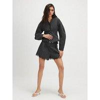 River Island Pinstripe Lace Trim Belted Co-Ord Short - Black