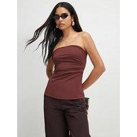 River Island Short Polyamide Bandeau Top - Brown