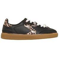 Skechers Hotshot Leopard Fame Platform Trainers - Black / Gold
