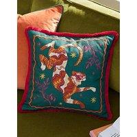 Furn Les Animaux Tigeress 45X45 Polyester Cushion Emerald