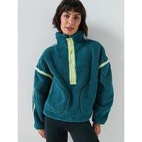 Gym + Coffee Womens Training Industry Fleece Half Zip - Green