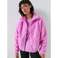 Gym + Coffee Womens Training Industry Fleece High Collar Jacket - Pink