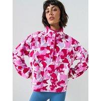 Gym + Coffee Womens Training Snap Polar Fleece - Pink