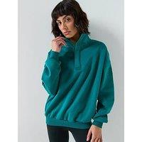 Gym + Coffee Womens Training Snap Collar Sierra Sweatshirt - Green