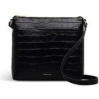 Radley Faux Croc Small Ziptop Pockets Cross Body Bag - Black