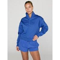 Gym + Coffee Womens Training Urban Snap Collar Sweatshirt - Blue