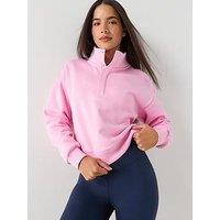 Gym + Coffee Womens Training Urban Snap Collar Sweatshirt - Pink