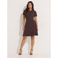 Pixiegirl Petite Waist Textured Dress - Brown