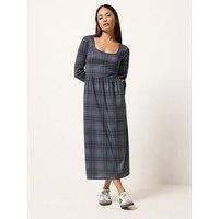 Pixiegirl Petite Long Sleeve Check Midaxi Dress - Grey