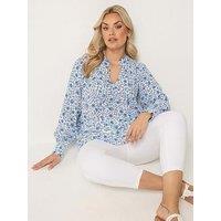Yours Curve Embellished Floral Gypsy Blouse - White