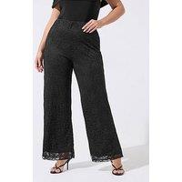 Yours Curve Lined Lace Trousers - Black