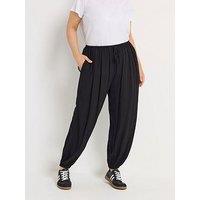 Yours Curve Woven Cuffed Balloon Trousers - Black