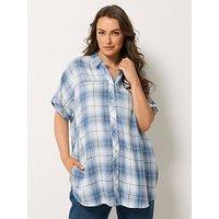 Yours Curve Short Sleeve Check Shirt - Blue