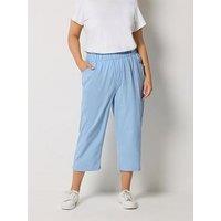 Yours Curve Cool Cotton Cropped Trouser - Blue