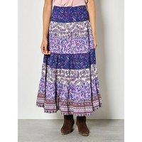 Apricot Multi Tier Patchwork Print Skirt