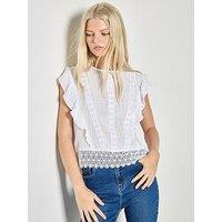 Apricot Lace Trim Frill Edge Top