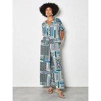 Apricot Scarf Print Side Split Trousers