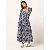 Pixiegirl Petite Abstract Long Sleeve Pleat Midi Dress