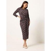 Pixiegirl Petite Spot Print Twist Waist Maxi Dress